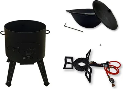 Produktbild von Utschak mit Kazan 16L und Gasbrenner Kasan aus Gusseisen Feuerofen Set
