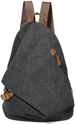 Image de Sac à dos en bandoulière style vintage en simili cuir, noir, pour homme et femme