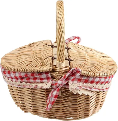Picknickkorb mit Deckel und Futter für Picknicks, Feiern und BBQ-Abende - FutureHight Rattan Picknickkorb