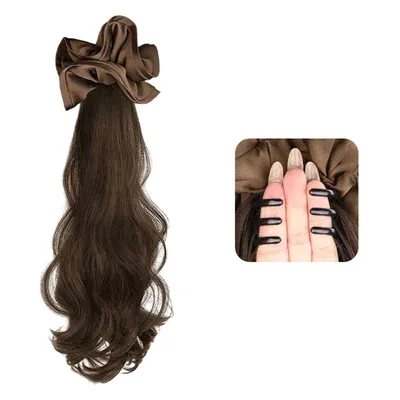 Produktbild von Gewellt Ponytail Extension mit Klammer, Pferdeschwanz Haarteil Haarverlängerung Zopf 40cm, Hellbraun