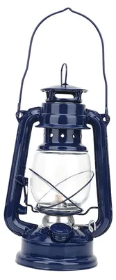 Vintage Petroleumlampe, eiserne Laterne mit Glas, Blau