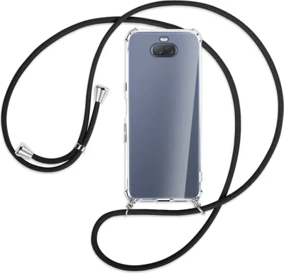Produktbild von Handykette Backcover-Schutzhülle mit Band (Metall silberfarben) für Sony Xperia 10 - schwarz