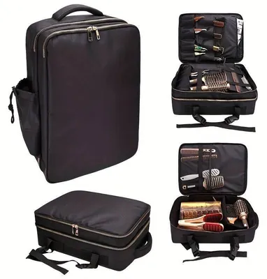 Produktbild von Friseur Rucksack schwarz Exklusiv - Geräumige Zubehörtasche für Friseurwerkzeuge & Accessoires