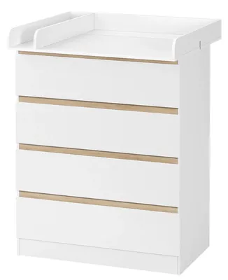 Image de Meuble à langer - Commode - Rangement - avec table à langer amovible - 4 grands tiroirs - 80x75x109,2 cm