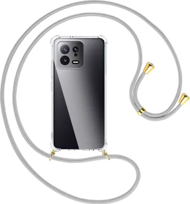 Produktbild von Handykette Backcover-Schutzhülle mit Band (Metall goldfarben) für Xiaomi 13 (6.28'') - silbergrau