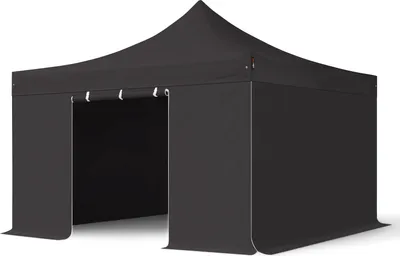 Produktbild von TOOLPORT 4x4m Aluminium Faltpavillon, inkl. 4 Seitenteile, schwarz