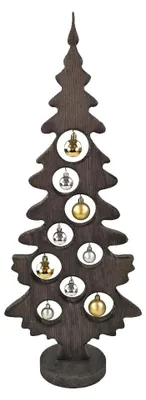 Produktbild von Christbaumschmuck auf Sockel mit Kugeln gebeizt 75 x 30 cm