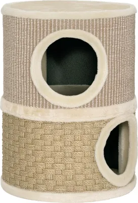 Produktbild von Katzenkratzturm, 49cm, 2-stufig, Plüschrand, Khaki