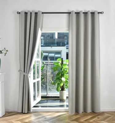 Produktbild von 2er Set Verdunkelungsvorhänge Ösen Raffhalter HxB 245x145 cm Sand 100% Verdunkelung Blackout »München Dark« Dreischichtige Bindung Fischgrätmuster 202410-2