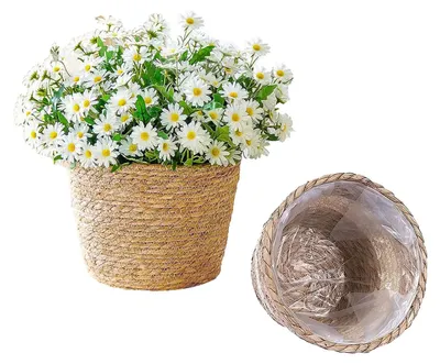 Immagine prodotto di Set da 2 vasi in rattan intrecciato – fioriere naturali per l'arredamento della casa