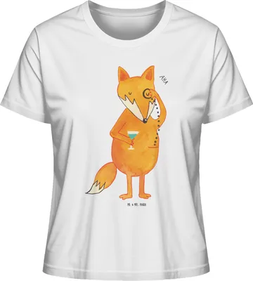 Produktbild von Mr. & Mrs. Panda Damen Basic T-Shirt Fuchs Lord Größe M - Weiß - Geschenk, Schick, Spruch Lustig, Motivation, Neugierig, Baumwoll, Shirt, Oberteil, Kurzarmshirt, Cocktail