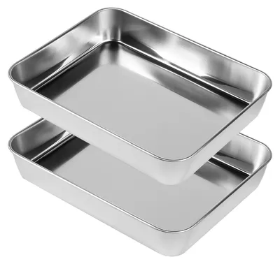 Immagine prodotto di Set di 2 teglie da forno in acciaio inossidabile, dimensioni 26,5 x 20,5 cm