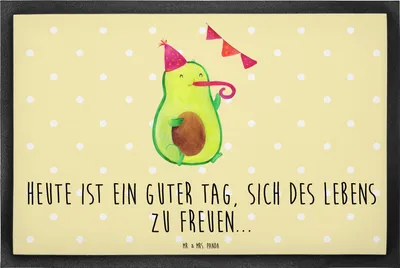 Produktbild von Mr. & Mrs. Panda Schmutzfangmatte Avocado Party 40 x 60 cm - Gelb Pastell - Geschenk, Bodenvorleger, Schmutzmatte, Geburtstag, fußmatte, Gummimatte, Fussmatte