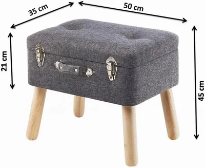 Produktbild von Grauer Kofferhocker als Polsterhocker aus Textil, 50x35x45 cm