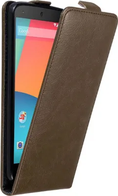 Produktbild von Cadorabo Hülle für LG Google NEXUS 5 Schutz Hülle in Braun Flip Etui Handyhülle Case Cover