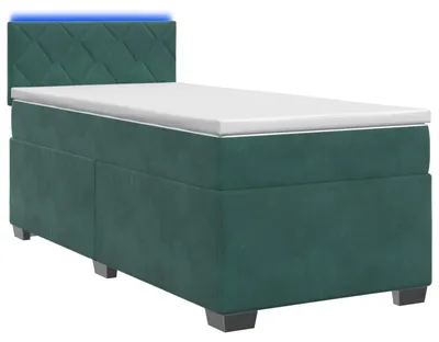 Immagine prodotto di Letto con rete a molle e materasso, colore verde scuro, 90 x 190 cm, rivestito in velluto