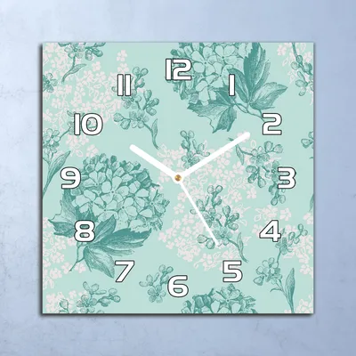 Produktbild von Deko Glasuhr Wanduhr 30x30 Blumen Hortensien Quarz Küchenuhr Bürouhr