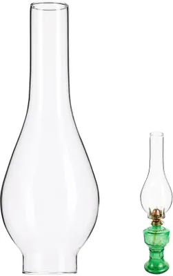 Obrázek produktu pro Skleněná lampa s objímkou o průměru 2 palce – vysoce kvalitní sklo – rozměry 24,5 x 5 x 5 cm – vhodná pro lampy na petrolej