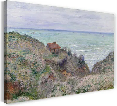 Produktbild von Leinwandbild (120x80cm): Claude Monet - Die Hütte des Zollwächters (1882), echter Holz-Keilrahmen inkl. Aufhänger, handgefertigt in Deutschland