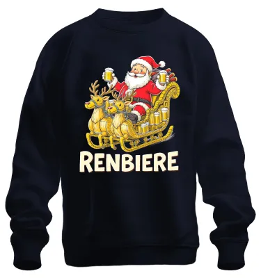 Zdjęcie produktu dla RENBIERE Śmieszna świąteczna bluza z reniferem Santa Gift Party Uni , granatowy, L