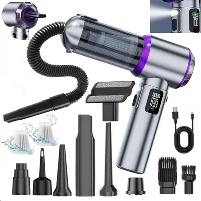 Obrázek produktu pro Ruční vysavač – bezdrátový 24 000 Pa 5 V – vysávání a foukání/nafukování – LCD displej – více než 6 hubic – kombinovaná hubice – nádoba na prach <0,5 l – suchý provoz