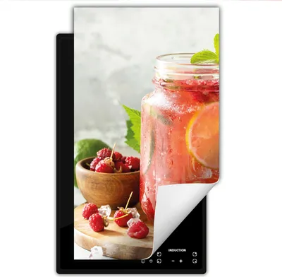 Produktbild von DarHaus Herdabdeckplatte 1 teilig 30x52 cm Anti Rutsch Matte Aufrollbar, Wasser - Obst