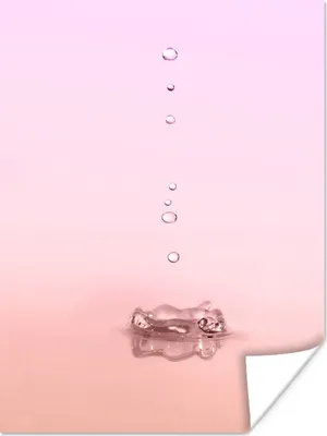 Produktbild von MuchoWow® Poster Tropfen fallen in rosa Wasser 60x80 cm - Schlafzimmer Dekoration