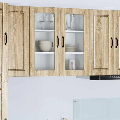 Produktbild von vidaXL Wandglas-Schrank PORTO Sonoma-Eiche 80 x 31 x 80 cm