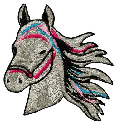 Produktbild von Pferd Tier - Aufnäher, Bügelbild, Aufbügler, Applikationen, Patches, Flicken, Zum Aufbügeln, Größe: 7,9 x 6,4 cm