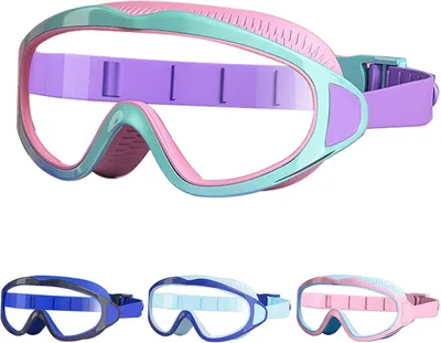 Imagen del producto de Gafas de natación para niños, lentes grandes, antiniebla, para niños de 4 a 12 años, aptas para piscina y playa