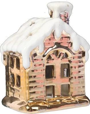 Zdjęcie produktu dla Ceramiczny świąteczny lampion na tealight domek 9 cm