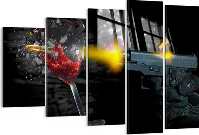 Produktbild von Bild auf Leinwand - Leinwandbild - Waffe Kugel Glas Rebe - 150x100cm - Wand Bild - Wanddeko - Leinwanddruck - Bilder - Kunstdruck - Wanddekoration - Leinwand bilder - Wandkunst - EG150x100-0309