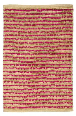 Produktbild von Teppich aus Jute und Baumwolle in Beige und Fuchsia 60x90 cm