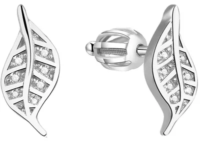 Image de Boucles d'oreilles argent feuilles avec zircon cubique AGUP1634S