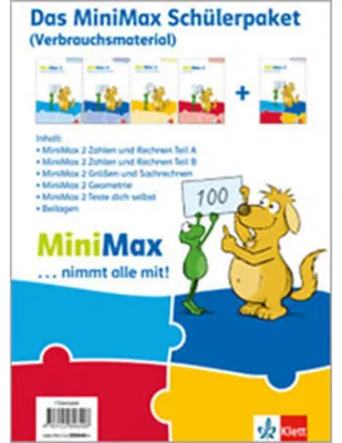 Produktbild von MiniMax 2. Schülerpaket (5 Hefte: Zahlen und Rechnen A, Zahlen und Rechnen B, Größen und Sachrechnen, Geometrie, Teste-dich-selbst, Beilage) - Verbrauchsmaterial Klasse 2