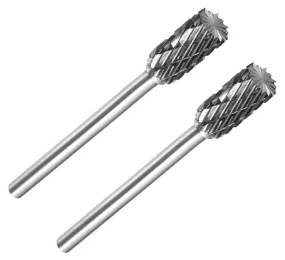 Produktbild von Wolfram-Hartmetallfräser, 1/8" (3mm) Schaft, 1/4" Durchmesser, Doppelschnitt-Zylinderform, 2 Stück