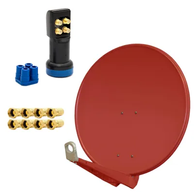 Produktbild von PremiumX DELUXE80 Sat Anlage 80 cm Alu Quad LNB Satellitenschüssel 3D HD