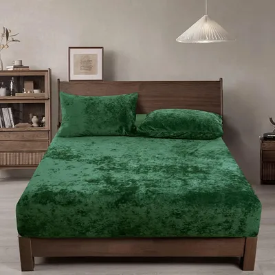 Productafbeelding van Fluwelen hoeslaken Queen Size, 1 pak luxe superzacht, gezellig comfortabel flanellen lakens met 35 cm extra hoog, geschikt voor herfst