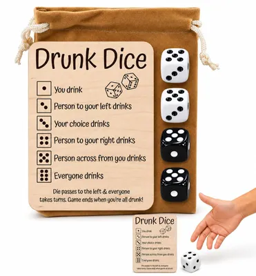 Productafbeelding van Houten drinkspel met dobbelstenen - gezelschapsspel voor interactie - ideaal voor spelavonden en feesten