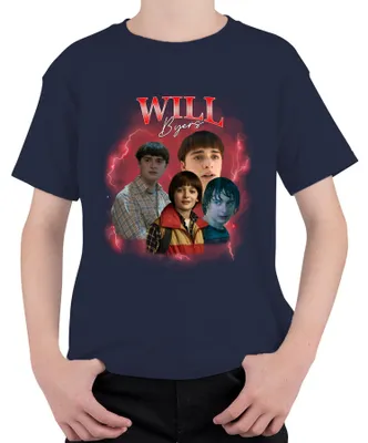 Imagen del producto de Camiseta retro vintage de la serie "Stranger Things", diseño "Will Byers", para fans, uni, para niños, color azul marino, talla 116