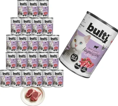 Obrázek produktu pro Bulti | Krmivo pro kočky – 24 × 400 g – 65 % masa – 79 % vlhkosti – mokré krmivo – výživná receptura