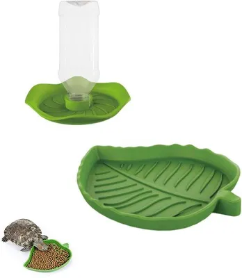 Productafbeelding van Ibenzoa® 2-delige reptielen drinkset – automatische drinkfontein en voerbak van kunststof. Fontein: 15,5 x 15,5 x 2,5 cm, bak: 12 x 9,5 x 1,35 cm. Geschikt voor schildpadden, hagedissen en slangen