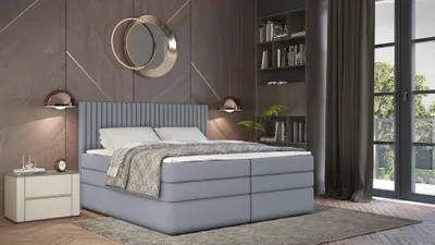Obrázek produktu pro Boxspringová postel 180x200 LUMIRA 1 - světle šedá + topper