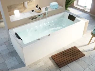Produktbild von Deluxe Whirlpool Omega Ultra 190x90  Germany 80 Düsen & LED ohne Armatur : Ohne Armaturen Varianten: Ohne Armaturen