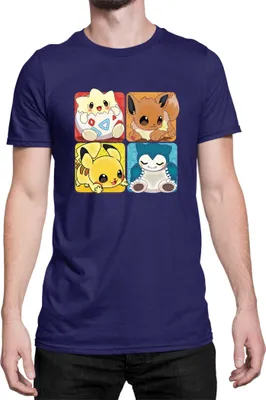 Immagine prodotto di Maglietta da uomo Japan Manga Anime Comics Pokemon 017, Man 3XL , Bleu foncé