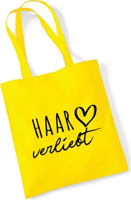 Produktbild von Huuraa Jutebeutel Haar verliebt 10 Liter Yellow Baumwolle Tasche Geschenkidee