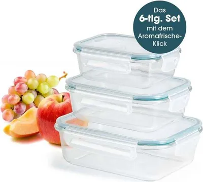 Obrázok produktu pre Gourmetmaxx 13755, Set, Obdĺžnikový, Zelená, Priehľadná, Sklo, Polypropylén (PP), Silikón, 330 °C, -20 - 330 °C