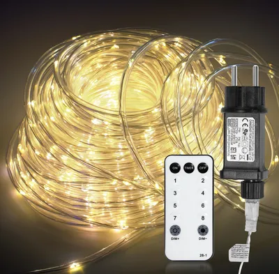 Zdjęcie produktu dla SWANEW Oświetlenie linowe LED ze zdalnym sterowaniem zewnętrzne / wewnętrzne oświetlenie linowe wewnętrzne lampki choinkowe - ciepły biały - 30m