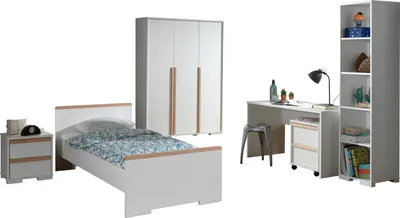 Produktbild von Jugendzimmer-Set >LONDON< in Weiß/Buche