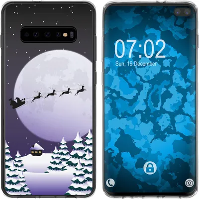 Produktbild von PhoneNatic Case kompatibel mit Samsung Galaxy S10 Plus Silikon-Hülle X Mas Weihnachten Santa - Night M5